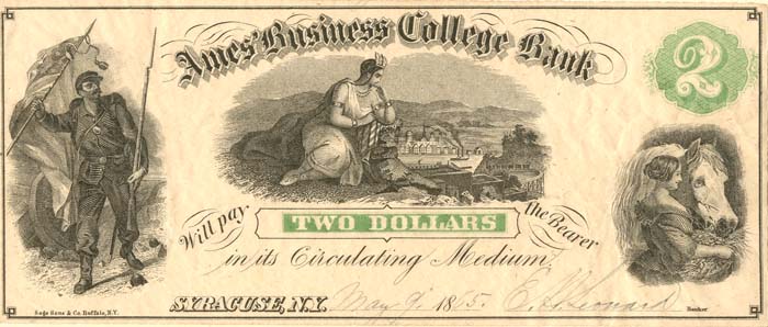 Ames' Business College Bank - NY-2575-2 - College Currency - Syracuse, New York